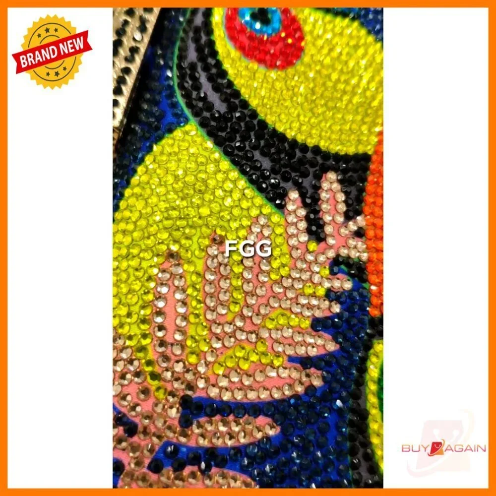 Mini Toucan Crystal Clutch Purse with Detachable Chain Straps